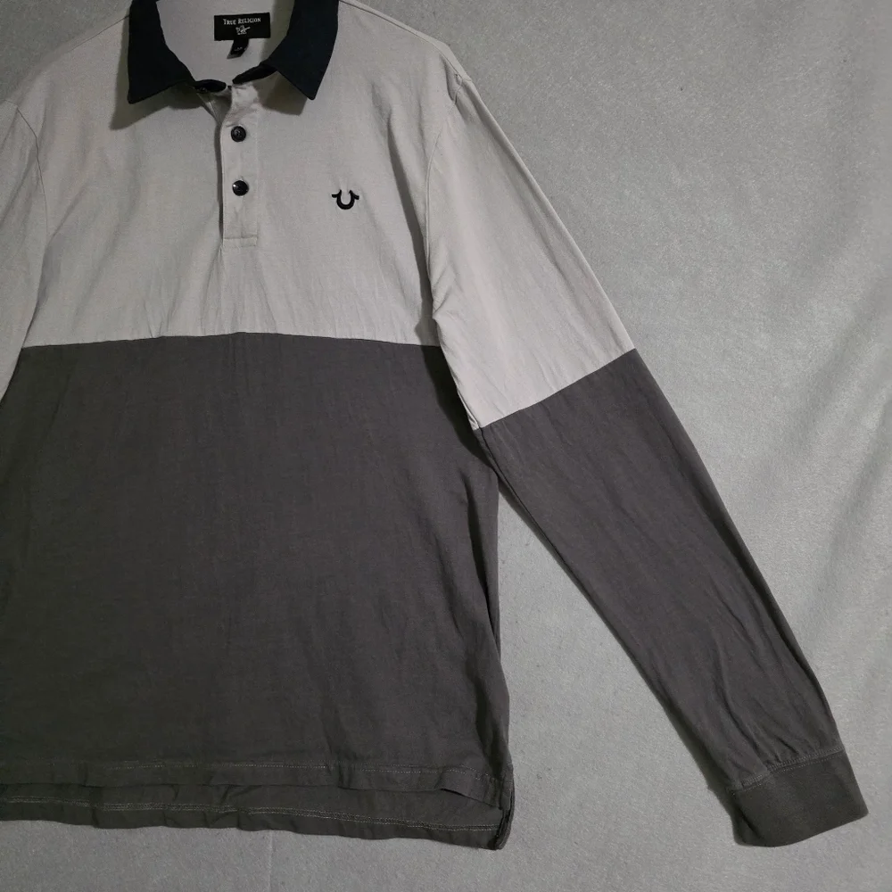 True Religion Mens Color Block Rugby Shirt 100% Cotton 104933 Size Large